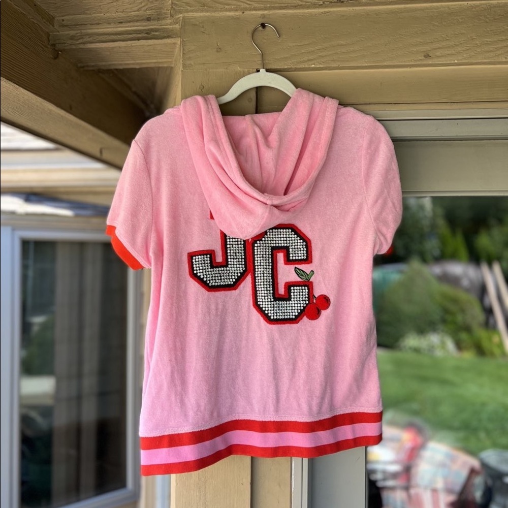 Juicy Couture Y2K Short Sleeve Velour Track Jacket - Size L